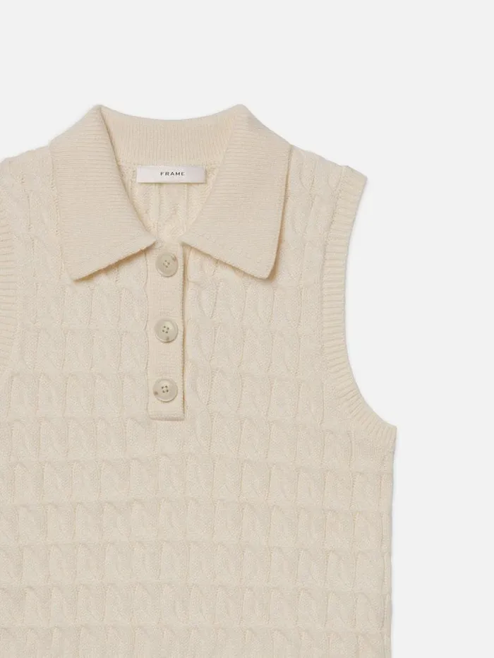 Women FRAME Sweaters The Cable Knit Polo Vest Women FRAME Sweaters The Cable Knit Polo Vest