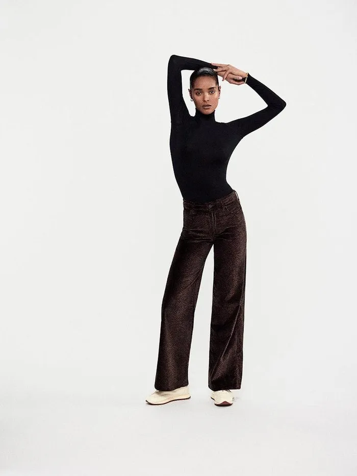 Women FRAME Wide Leg Le Slim Palazzo Velveteen