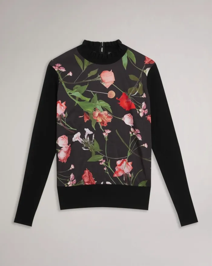 Women FRASIEE 8211 Woven Front Sweater Black Ted Baker Jumpers and Cardigans