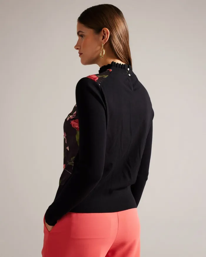 Women FRASIEE 8211 Woven Front Sweater Black Ted Baker Jumpers and Cardigans Women FRASIEE 8211 Woven Front Sweater Black Ted Baker Jumpers and Cardigans
