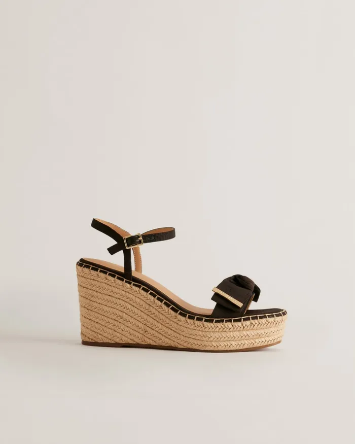 Women GEIIA 8211 Bow Detail Wedge Heeled Sandals Black Ted Baker Heels