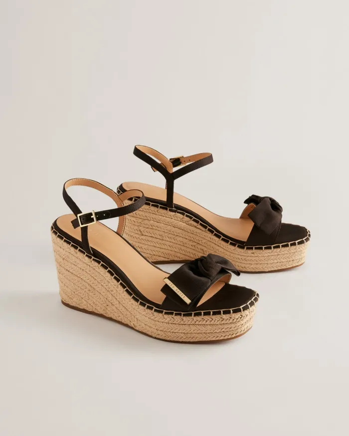 Women GEIIA 8211 Bow Detail Wedge Heeled Sandals Black Ted Baker Heels