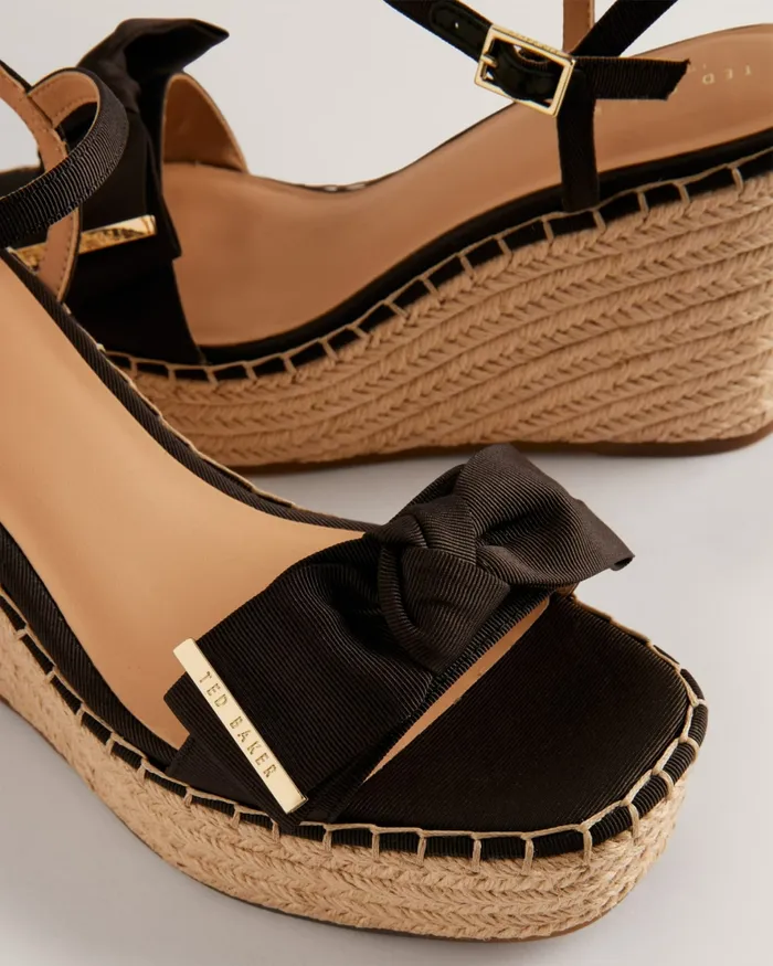 Women GEIIA 8211 Bow Detail Wedge Heeled Sandals Black Ted Baker Heels