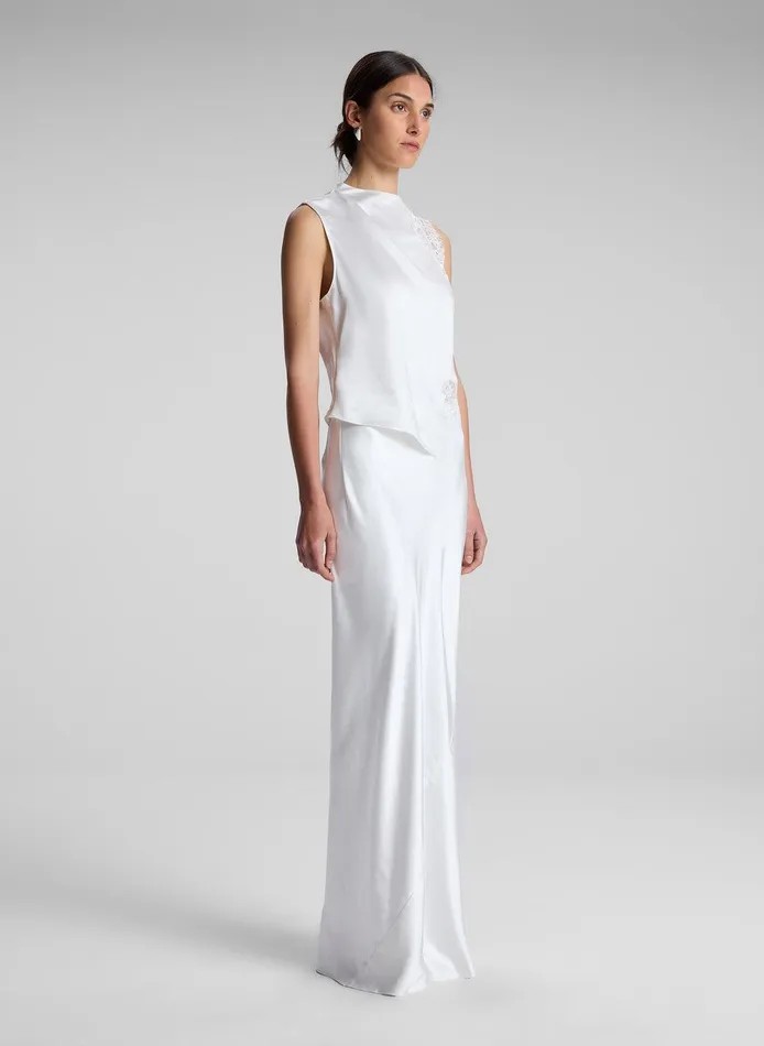 Women Gracie Satin And Lace Sleeveless Top Whisper White ALC Tops