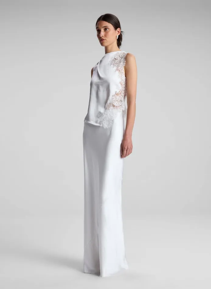 Women Gracie Satin And Lace Sleeveless Top Whisper White ALC Tops