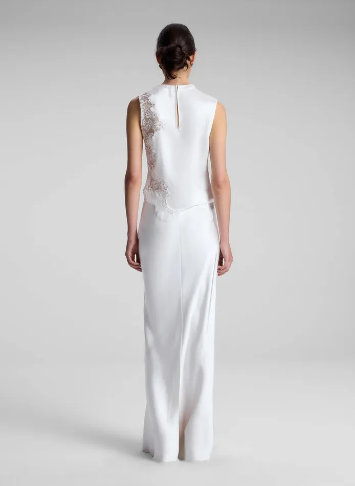 Women Gracie Satin And Lace Sleeveless Top Whisper White ALC Tops