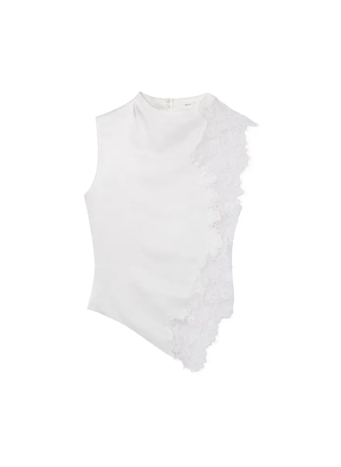 Women Gracie Satin And Lace Sleeveless Top Whisper White ALC Tops