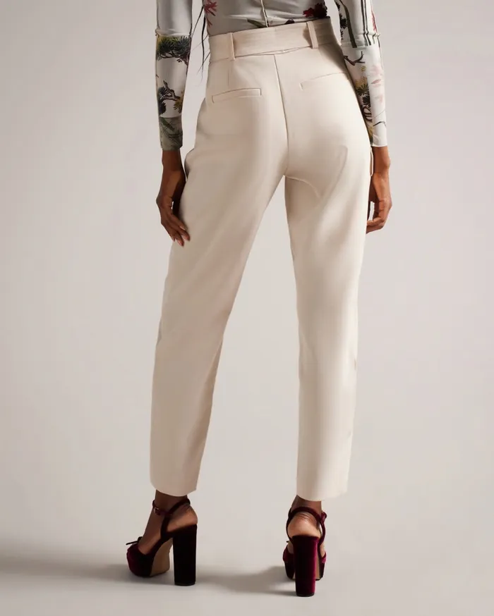 Women GRACIEH 8211 High Waist Tapered Cargo Trousers With Belt Nude Ted Baker Trousers and Shorts