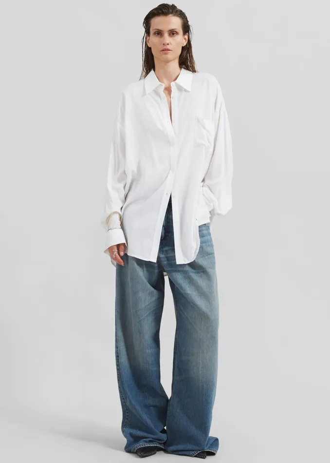 Women Haikure Candy Pleated Wide Leg Jeans 8211 Blue Tencel The Frankie Shop Bottoms