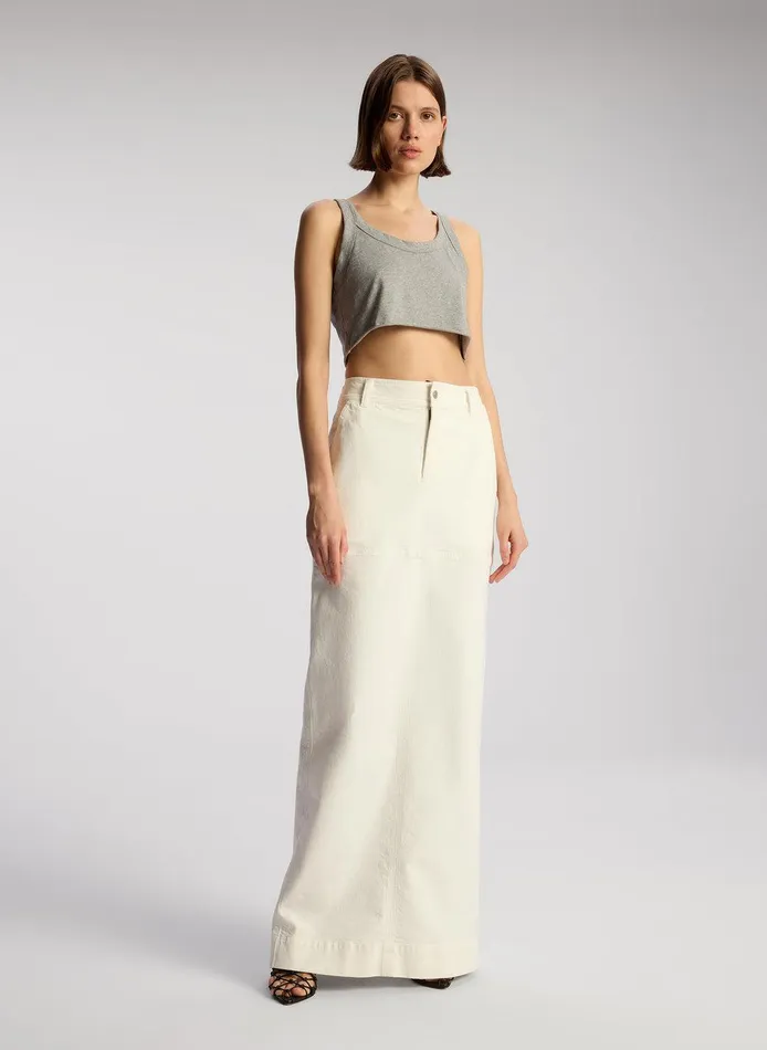 Women Halsey Cropped Cotton Rib Tank Grey Melange ALC Tees and Tanks