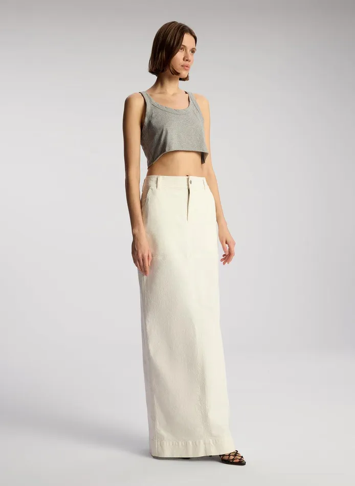 Women Halsey Cropped Cotton Rib Tank Grey Melange ALC Tees and Tanks