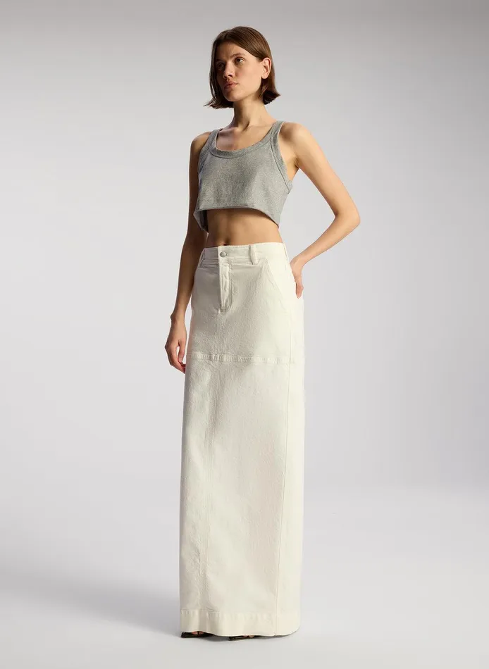 Women Halsey Cropped Cotton Rib Tank Grey Melange ALC Tees and Tanks