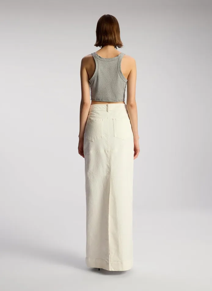 Women Halsey Cropped Cotton Rib Tank Grey Melange ALC Tees and Tanks