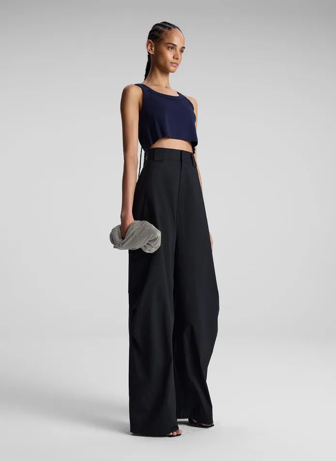 Women Halsey Cropped Cotton Rib Tank Maritime Navy ALC Tops