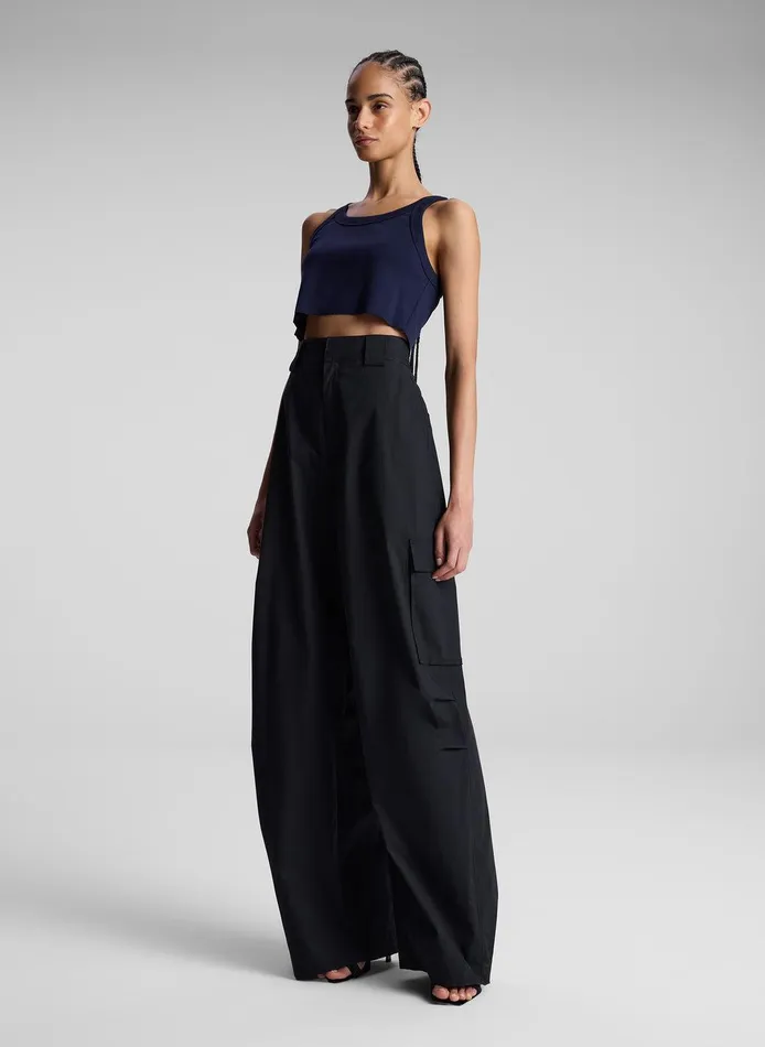 Women Halsey Cropped Cotton Rib Tank Maritime Navy ALC Tops
