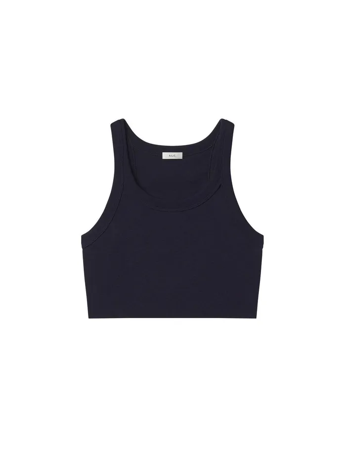 Women Halsey Cropped Cotton Rib Tank Maritime Navy ALC Tops