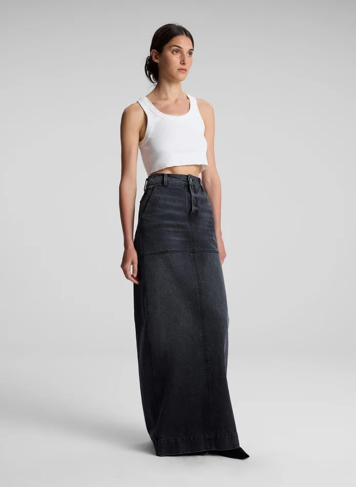Women Halsey Cropped Cotton Rib Tank White ALC Tops