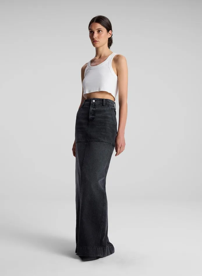 Women Halsey Cropped Cotton Rib Tank White ALC Tops