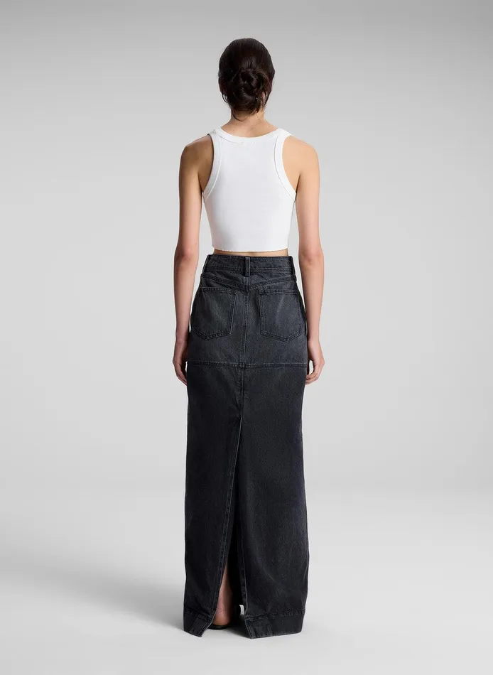 Women Halsey Cropped Cotton Rib Tank White ALC Tops