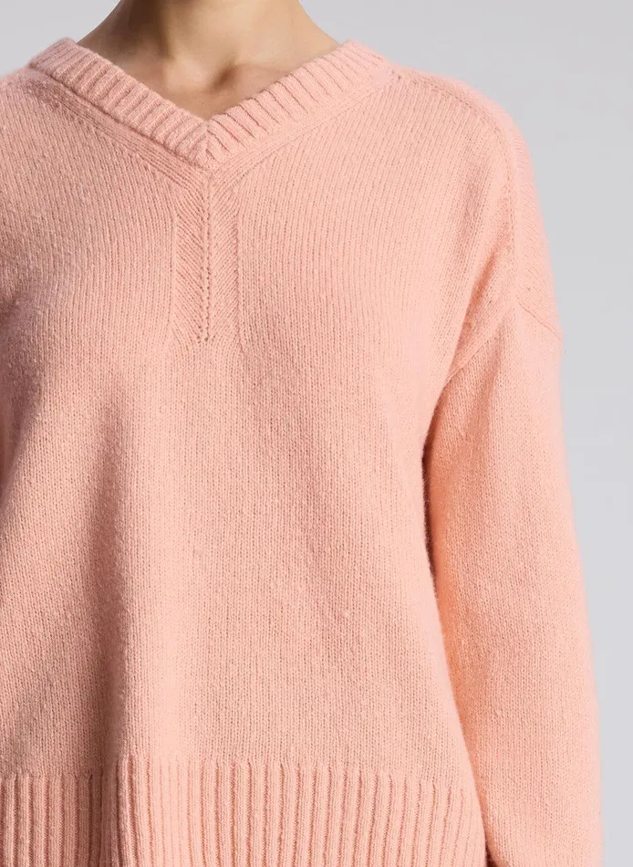 Women Harley Wool Cashmere V Neck Sweater Salmon ALC Sweaters