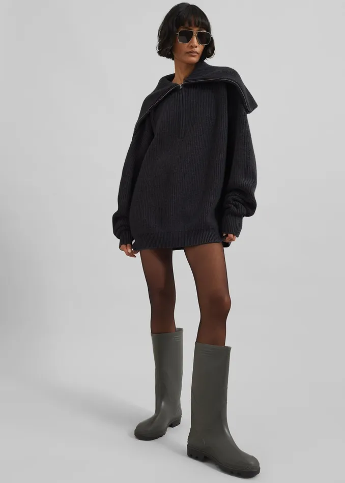 Women Hazel Oversized Wool Jumper 8211 Dark Grey The Frankie Shop Knitwear