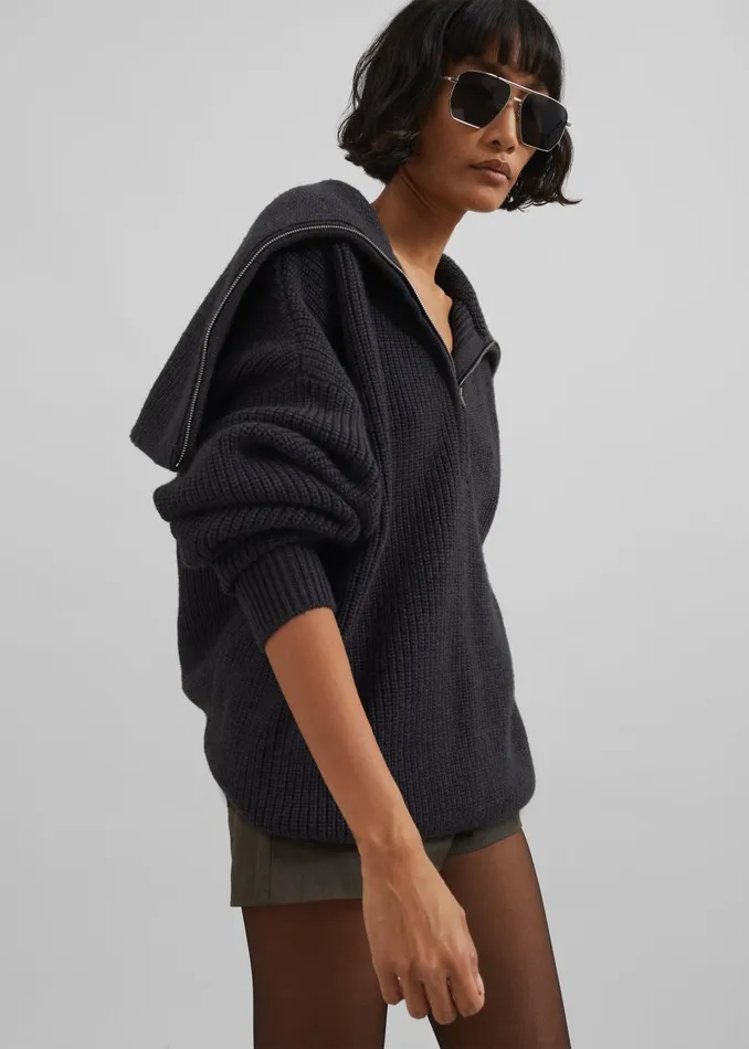 Women Hazel Oversized Wool Jumper 8211 Dark Grey The Frankie Shop Knitwear