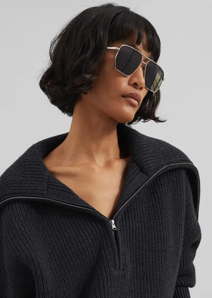 Women Hazel Oversized Wool Jumper 8211 Dark Grey The Frankie Shop Knitwear