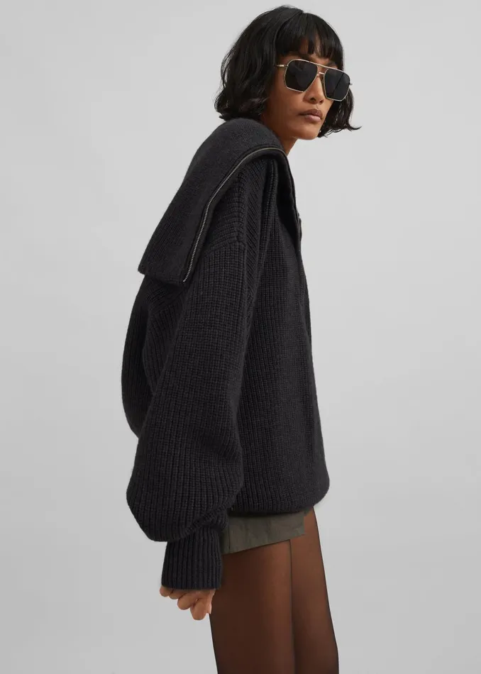 Women Hazel Oversized Wool Jumper 8211 Dark Grey The Frankie Shop Knitwear