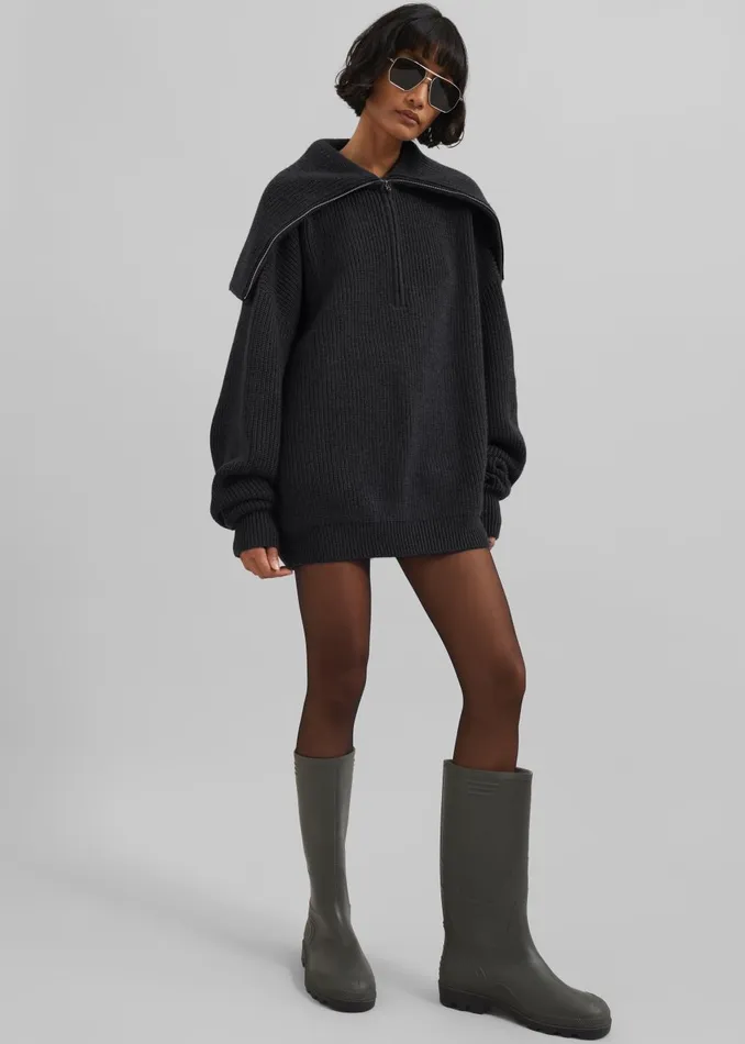 Women Hazel Oversized Wool Jumper 8211 Dark Grey The Frankie Shop Knitwear
