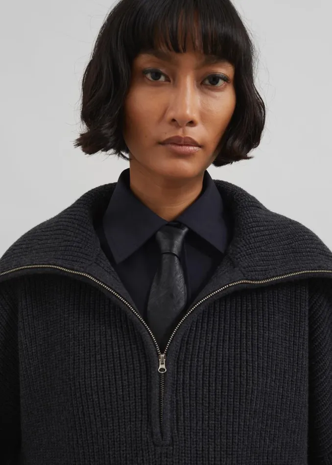 Women Hazel Oversized Wool Jumper 8211 Dark Grey The Frankie Shop Knitwear