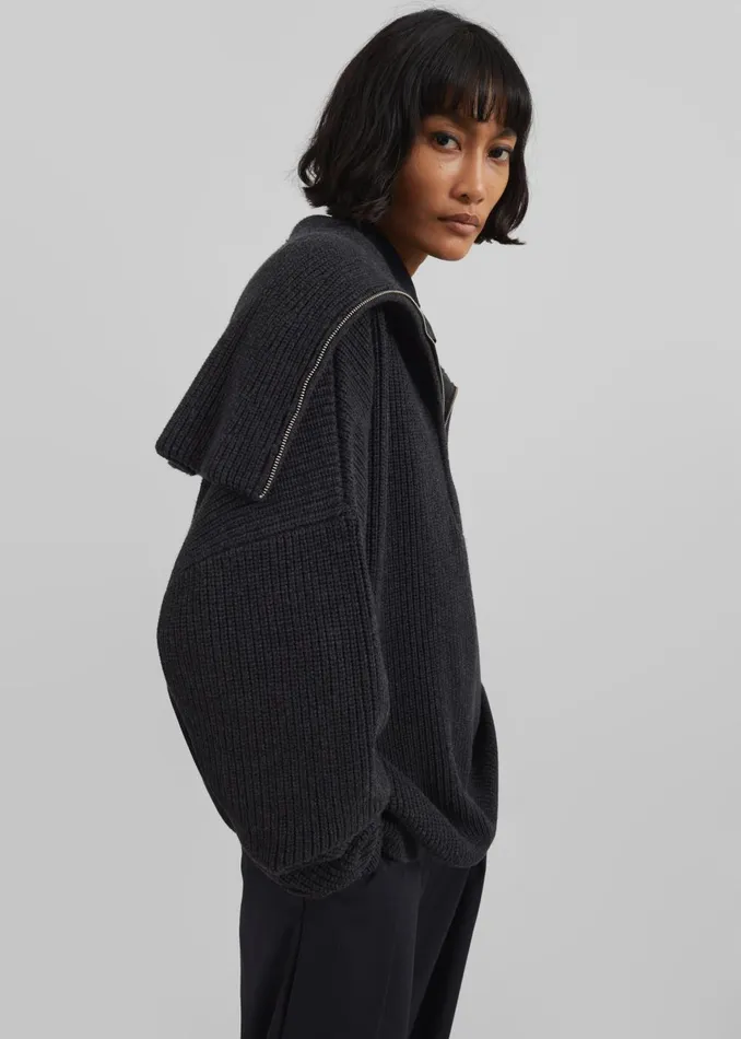 Women Hazel Oversized Wool Jumper 8211 Dark Grey The Frankie Shop Knitwear