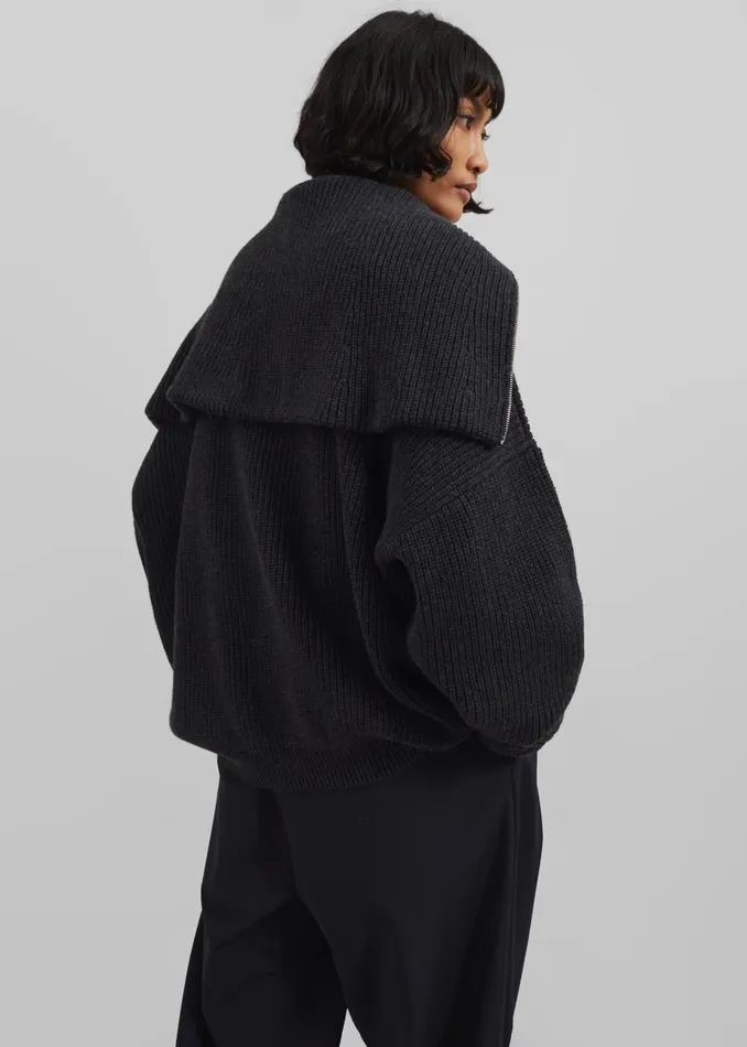 Women Hazel Oversized Wool Jumper 8211 Dark Grey The Frankie Shop Knitwear