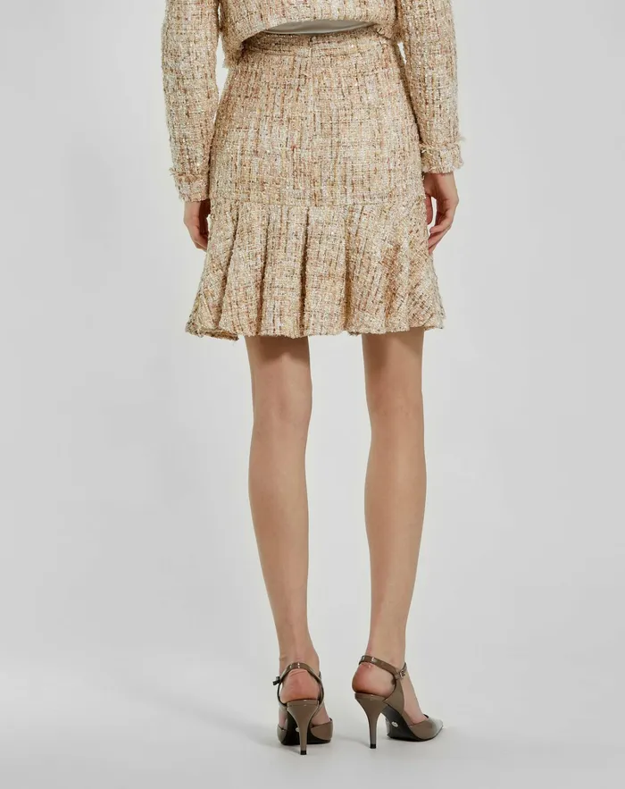 Women High Waist Box Pleat Boucle Mini Skirt Blush Skirts Mac Duggal