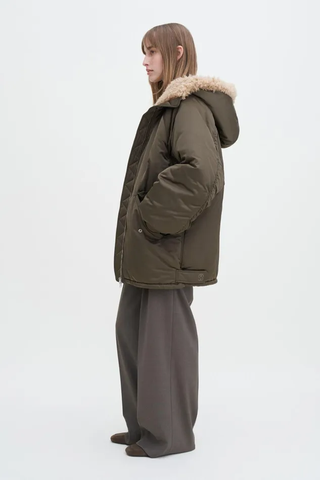 Women Hooded Bomber Jacket Dark Sage Filippa K Outerwear