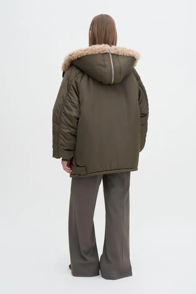 Women Hooded Bomber Jacket Dark Sage Filippa K Outerwear