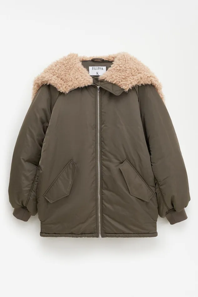 Women Hooded Bomber Jacket Dark Sage Filippa K Outerwear