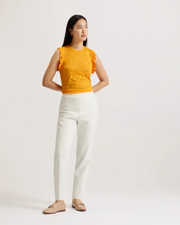 Women IILAA 8211 Frill Sleeve Burnout Pattern Top Orange Ted Baker Tops and Blouses Women IILAA 8211 Frill Sleeve Burnout Pattern Top Orange Ted Baker Tops and Blouses