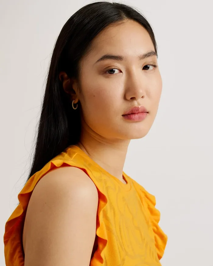 Women IILAA 8211 Frill Sleeve Burnout Pattern Top Orange Ted Baker Tops and Blouses Women IILAA 8211 Frill Sleeve Burnout Pattern Top Orange Ted Baker Tops and Blouses