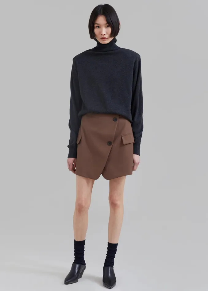 Women Ines Thin Padded Turtleneck 8211 Charcoal The Frankie Shop Knitwear