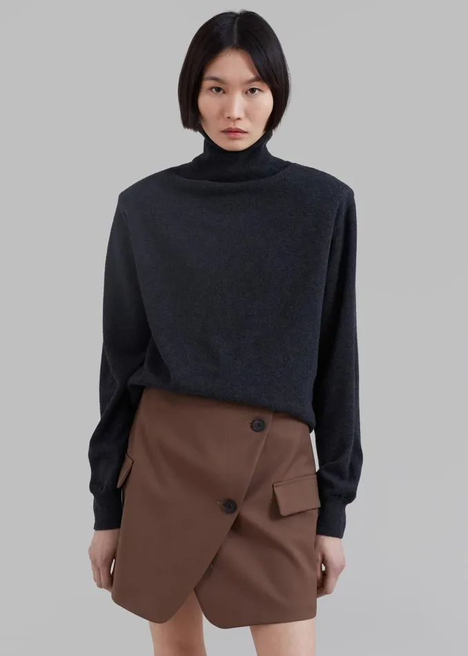 Women Ines Thin Padded Turtleneck 8211 Charcoal The Frankie Shop Knitwear