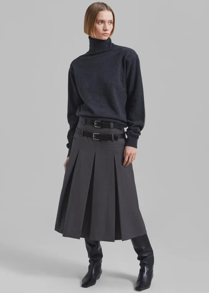 Women Ines Thin Padded Turtleneck 8211 Charcoal The Frankie Shop Knitwear
