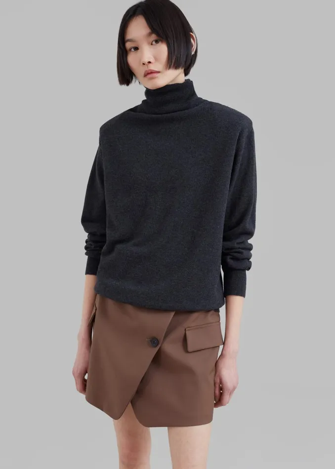 Women Ines Thin Padded Turtleneck 8211 Charcoal The Frankie Shop Knitwear