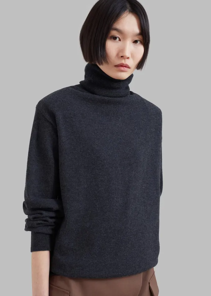 Women Ines Thin Padded Turtleneck 8211 Charcoal The Frankie Shop Knitwear