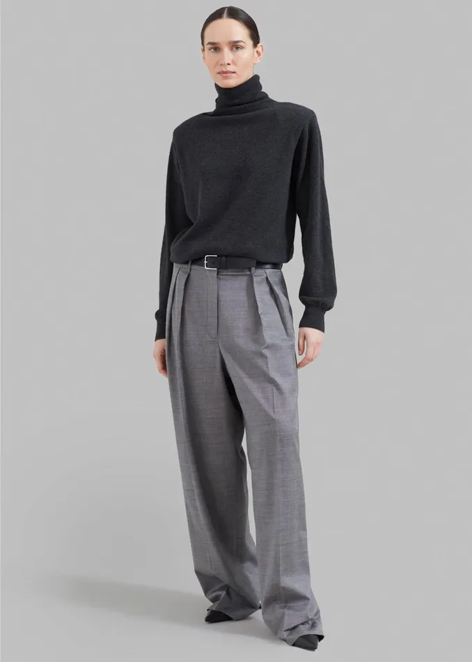 Women Ines Thin Padded Turtleneck 8211 Charcoal The Frankie Shop Knitwear