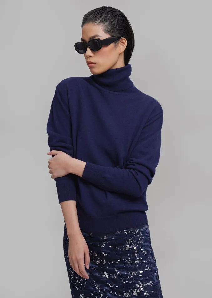 Women Ines Thin Padded Turtleneck 8211 Navy The Frankie Shop Knitwear