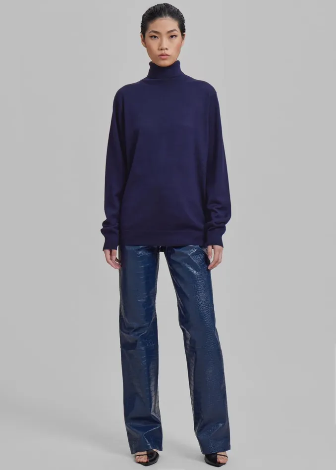 Women Ines Thin Padded Turtleneck 8211 Navy The Frankie Shop Knitwear