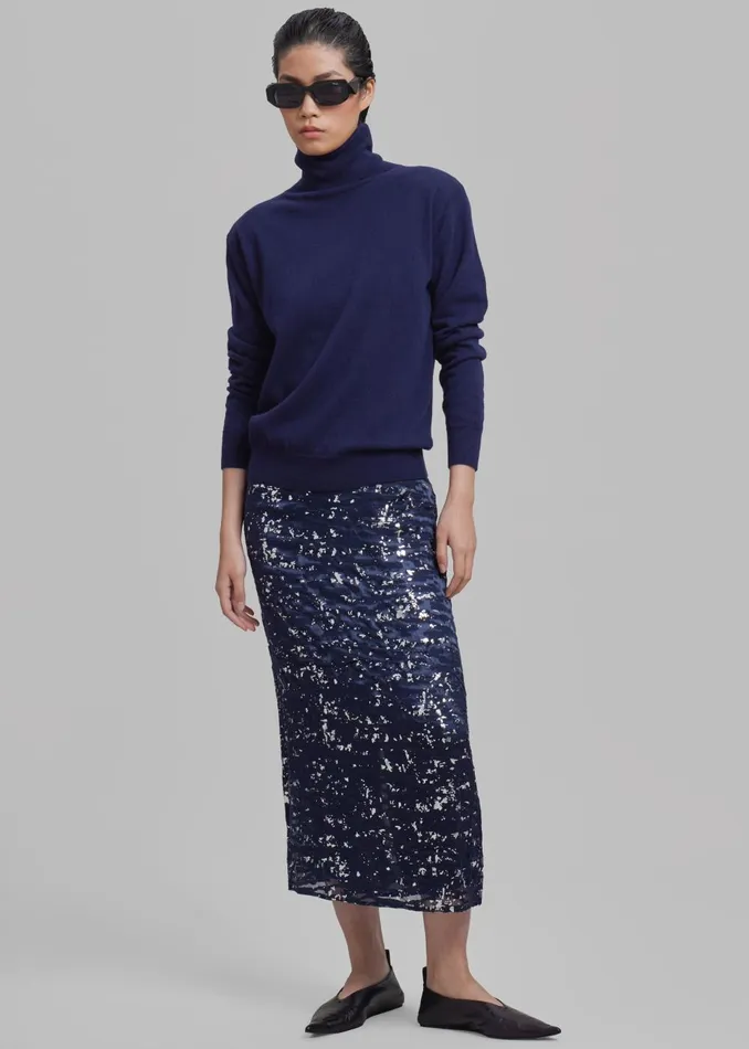 Women Ines Thin Padded Turtleneck 8211 Navy The Frankie Shop Knitwear