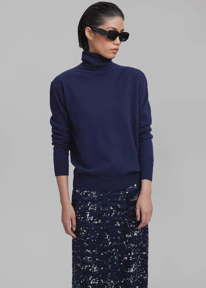 Women Ines Thin Padded Turtleneck 8211 Navy The Frankie Shop Knitwear