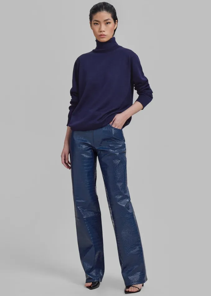 Women Ines Thin Padded Turtleneck 8211 Navy The Frankie Shop Knitwear
