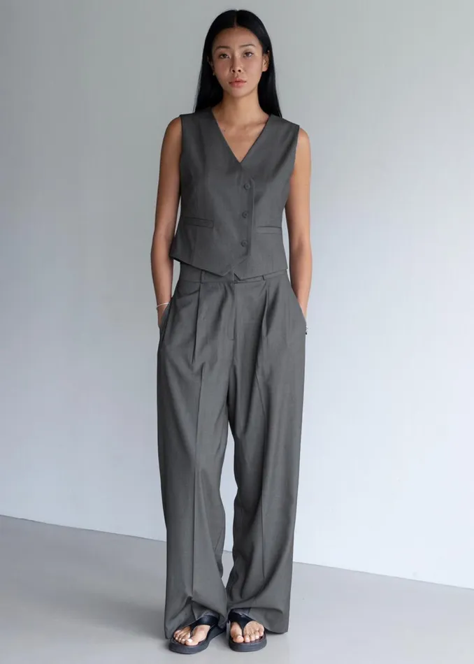 Women Ivey Vest 8211 Grey Melange The Frankie Shop Outerwear